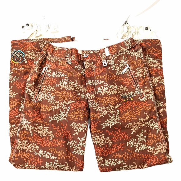 SPECIAL BLEND Snowboard Pants Brown Floral Women's - Picture 2 of 11